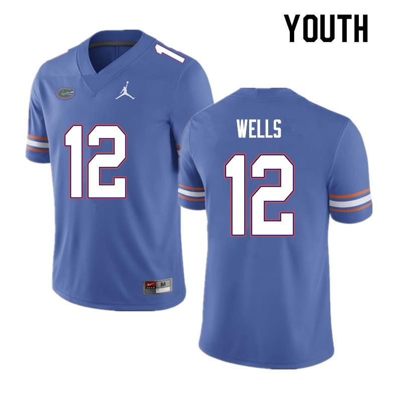 NCAA Florida Gators Rick Wells Youth #12 Nike Blue Stitched Authentic College Football Jersey AJB1164ON